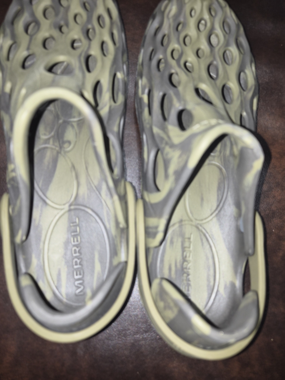 Merrell Olive and Gray Ventilated Slip-On Foam Loafers - Picture 4 of 7